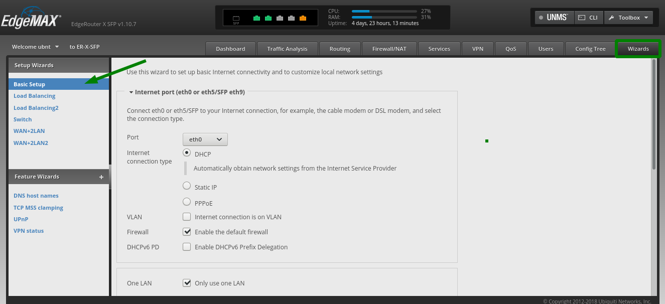 edgerouterx basic setup 