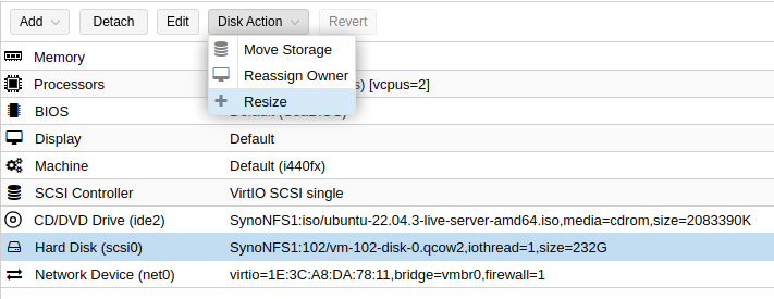 proxmox UI disk resize