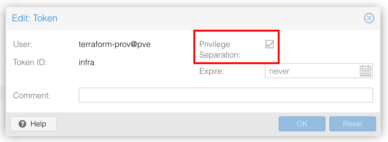 pve disable priv separation